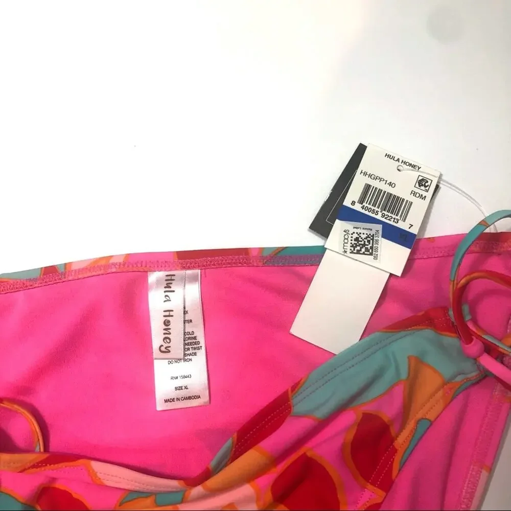 Hula Honey pink multi bikini swim bottom XL
